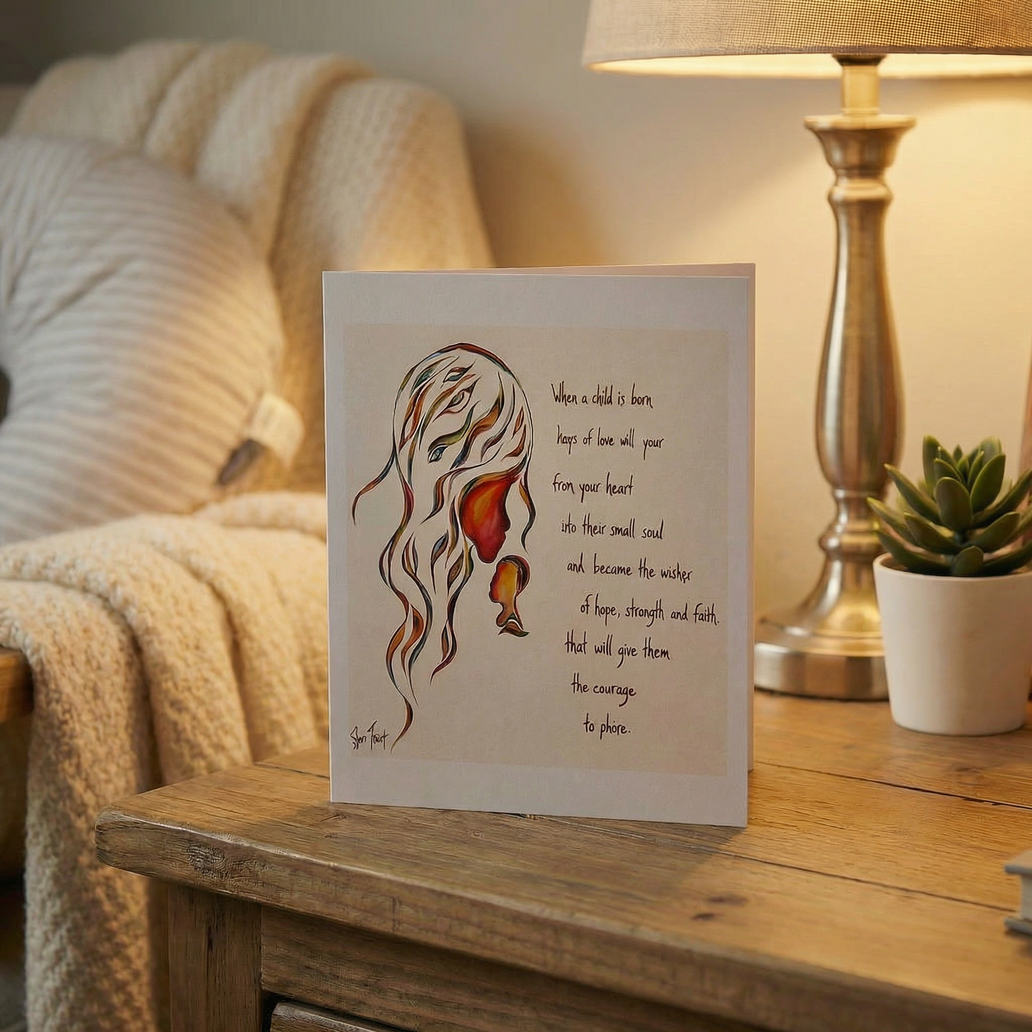 When a Child is Born Poetic Art Greeting Card - Image 2
